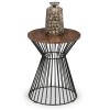 Julian Bowen Metal Furniture Jersey Round Wire Lamp Table with Walnut Top