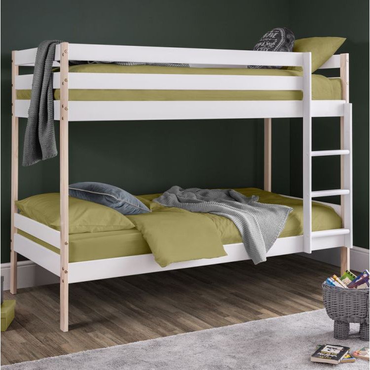 Julian Bowen Furniture Nova White and Pine Single 3ft Bunk Bed