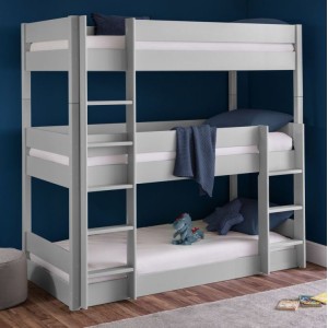 Julian Bowen Painted Furniture Trio Surf White Triple Single 3ft Bunk Bed