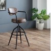 Julian Bowen Furniture Barbican Brown Faux Leather Bar Stool Pair