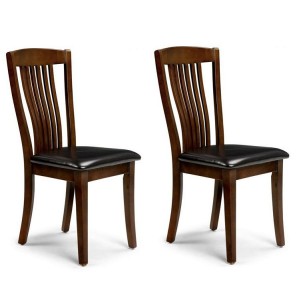 Julian Bowen Canterbury Mahogany Brown Faux Leather Dining Chair Pair
