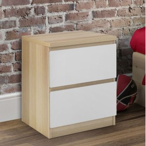 Julian Bowen Furniture Jupiter White and Oak 2 Drawer Bedside Julian Bowen Furniture Jupiter White and Oak 2 Drawer Bedside