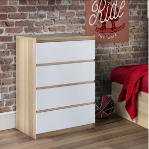 Julian Bowen Furniture Jupiter White and Oak 4 Drawer Chest