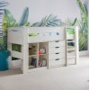 Julian Bowen Furniture Pluto Stone White Painted 3ft Midsleeper Bed with Shelves