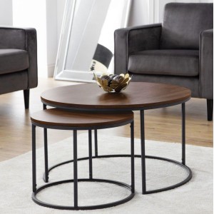 Julian Bowen Bellini Black and Walnut Round 2 Nesting Coffee Table Julian Bowen Bellini Black and Walnut Round 2 Nesting Coffee Table