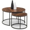 Julian Bowen Bellini Black and Walnut Round 2 Nesting Coffee Table