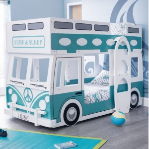 Julian Bowen Painted Furniture Campervan Vintage Green and White Bunk Bed Julian Bowen Painted Furniture Campervan Vintage Green and White Bunk Bed