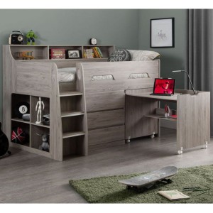 Julian Bowen Furniture Jupiter Grey Oak Midsleeper 3ft Bed with Drawers Julian Bowen Furniture Jupiter Grey Oak Midsleeper 3ft Bed with Drawers
