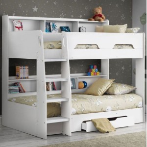 Julian Bowen Orion Furniture Pure White Bunk Bed with Drawer and Shelves Julian Bowen Orion Furniture Pure White Bunk Bed with Drawer and Shelves