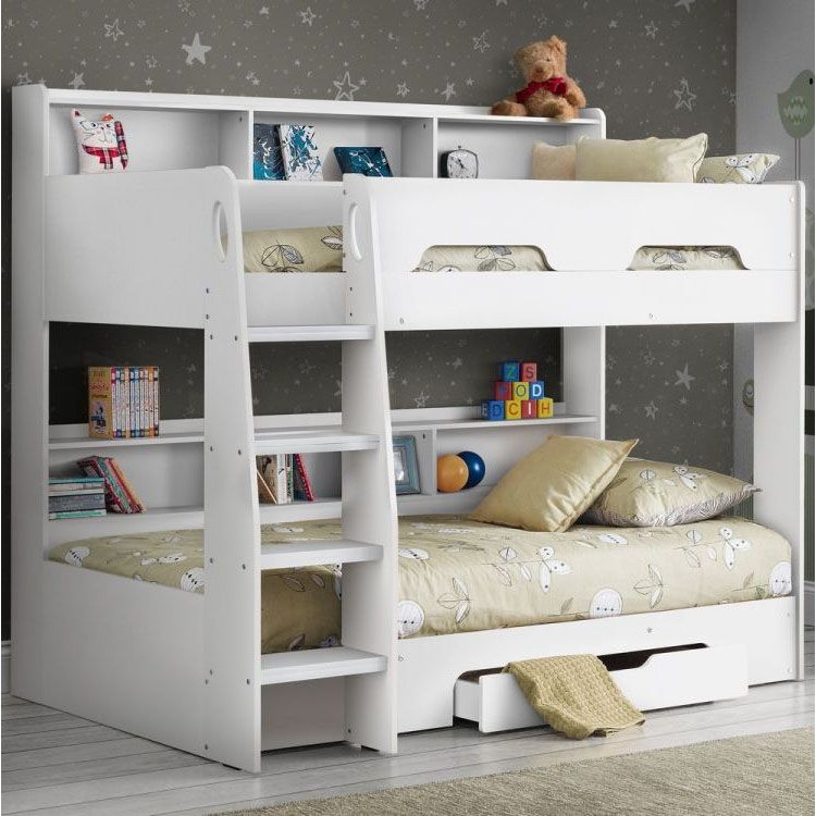 Julian Bowen Orion Furniture Pure White Bunk Bed with Drawer and Shelves