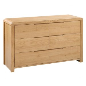 Julian Bowen Oak Furniture Curve 6 Drawer Wide Chest Julian Bowen Oak Furniture Curve 6 Drawer Wide Chest