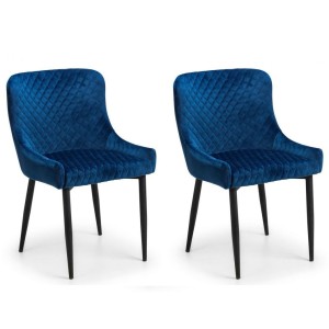 Julian Bowen Luxe Blue Velvet Dining Chair Pair Julian Bowen Luxe Blue Velvet Dining Chair Pair