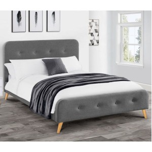 Julian Bowen Furniture Astrid Retro Grey Fabric 4ft6 Double Buttoned Bed Julian Bowen Furniture Astrid Retro Grey Fabric 4ft6 Double Buttoned Bed