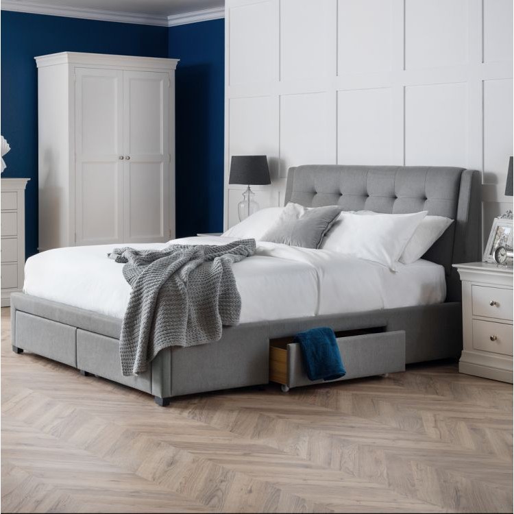 Julian Bowen Furniture Fullerton Fabric King Size 5ft Bed with Drawers