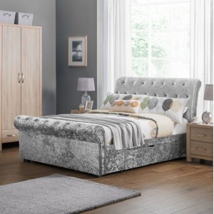 Julian Bowen Furniture Verona Silver Fabric King Size 5ft Bed with Drawers Julian Bowen Furniture Verona Silver Fabric King Size 5ft Bed with Drawers