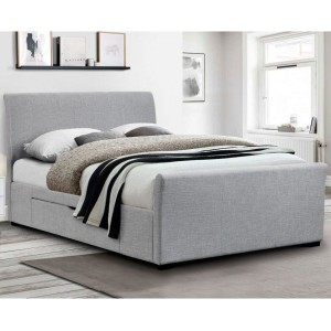 Julian Bowen Furniture Capri Light Grey Linen Fabric Double 4ft6 Bed with Drawers Julian Bowen Furniture Capri Light Grey Linen Fabric Double 4ft6 Bed with Drawers