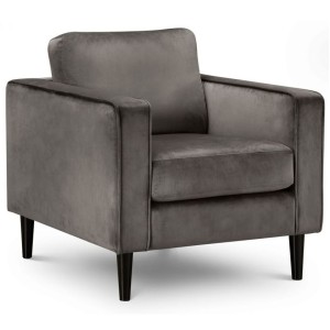 Julian Bowen Hayward Furniture Elephant Grey Velvet Armchair Julian Bowen Hayward Furniture Elephant Grey Velvet Armchair HAY001