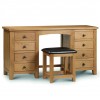 Julian Bowen Oak Furniture Marlborough 8 Drawer Twin Pedestal Dressing Table