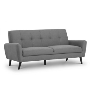 Julian Bowen Furniture Monza Grey Linen 3 Seater Compact Retro Sofa Julian Bowen Monza Furniture Mid-Grey Linen 3 Seater Sofa MON502