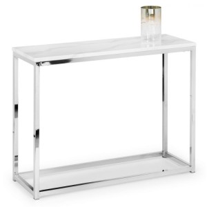 Julian Bowen Metal and Marble Furniture Scala White Console Table Julian Bowen Metal and Marble Furniture Scala White Console Table