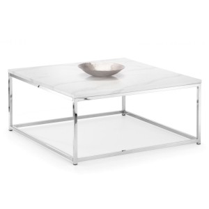 Julian Bowen Metal and Marble Furniture Scala White Square Coffee Table Julian Bowen Metal and Marble Furniture Scala White Square Coffee Table