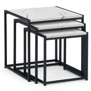 Julian Bowen Contemporary Furniture Tribeca White Marble Nest of Tables Julian Bowen Contemporary Furniture Tribeca White Marble Nest of Tables