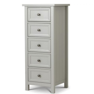 Julian Bowen Painted Furniture Maine Dove Grey 5 Drawer Tall Chest Julian Bowen Painted Furniture Maine Dove Grey 5 Drawer Tall Chest