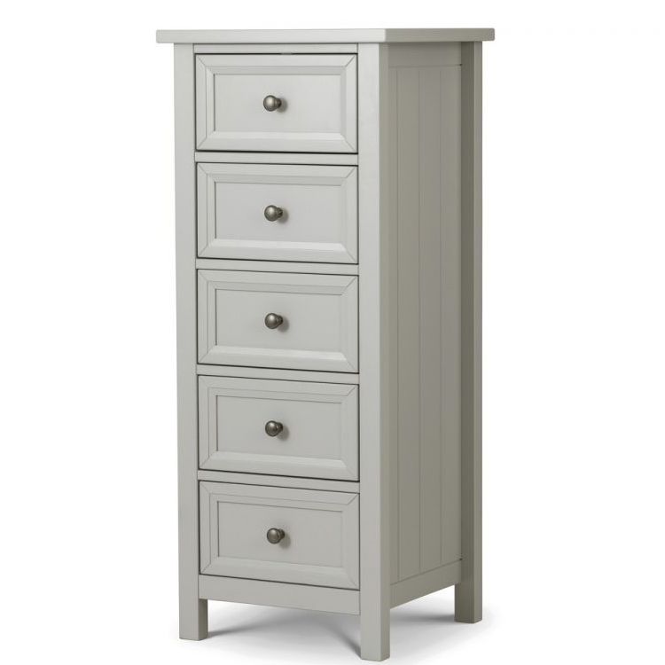 Julian Bowen Painted Furniture Maine Dove Grey 5 Drawer Tall Chest
