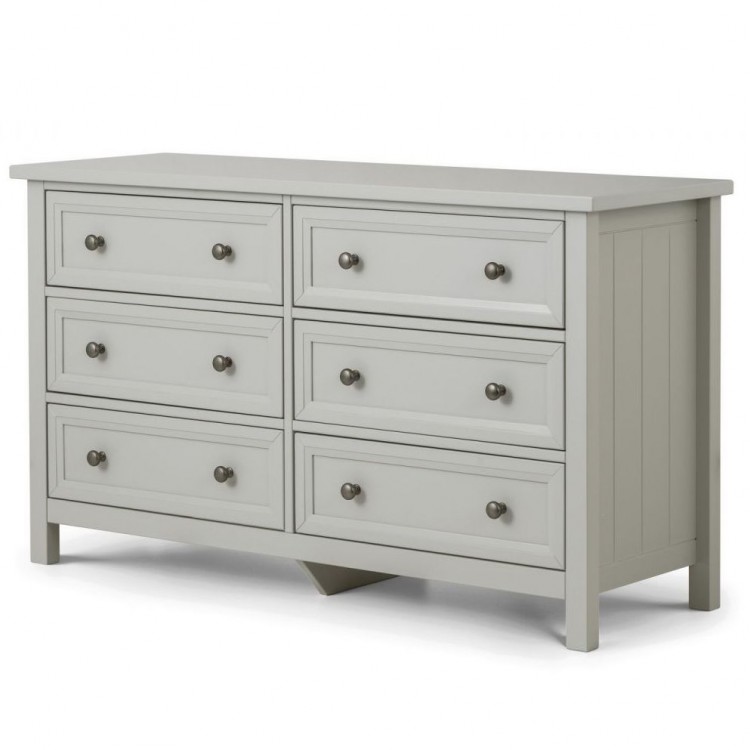 Julian Bowen Painted Furniture Maine Dove Grey 6 Drawer Wide Chest