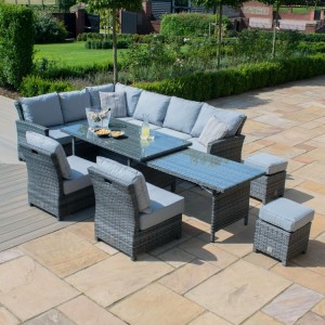 Maze Rattan Garden Furniture Kingston Grey Extending Corner Dining Set Maze Rattan Garden Furniture Kingston Grey Extending Corner Dining Set