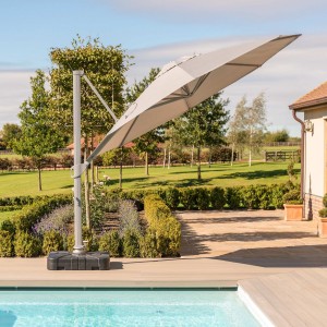 Maze Rattan Garden Furniture Zeus LED 3.5M Round Cantilever Parasol in Taupe Maze Rattan Garden Furniture Zeus LED 3.5M Round Cantilever Parasol in Taupe