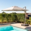 Maze Rattan Garden Furniture Zeus LED 3.5M Round Cantilever Parasol in Taupe