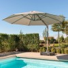 Maze Rattan Garden Furniture Zeus LED 3.5M Round Cantilever Parasol in Taupe