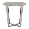 Allure Round White Faux Marble and Metal End Table 5501381