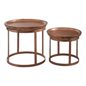 Crest Metal Furniture Set of 2 Copper Finish Iron Side Tables Crest Metal Furniture Set of 2 Copper Finish Iron Side Tables