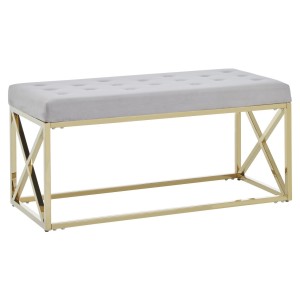 Allure Furniture Mink Velvet and Gold Finish Metal Bench Allure Furniture Mink Velvet and Gold Finish Metal Bench 5502619