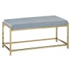 Allure Gold Metal and Powder Blue Velvet Bench 5502621