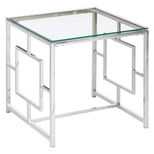 Allure Clear Glass and Silver Stainless Steel Base End Table Allure Clear Glass and Silver Stainless Steel Base End Table 5502542