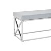 Allure Powder Blue Velvet Tufted and Silver Metal Bench 5502602