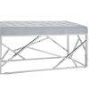 Allure Powder Blue Velvet and Chromed Metal Geometric Bench 5502610