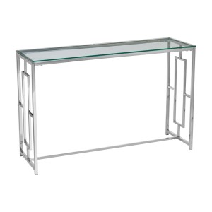 Allure Clear Glass and Silver Finish Metal Base Console Table 5502540