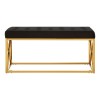 Allure Black Velvet Tufted Seat and Gold Finish Stainless Steel Bench 5502617