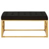 Allure Black Velvet Tufted Seat and Gold Finish Stainless Steel Bench 5502617