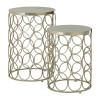 Templar Silver Finish Metal and Polished Marble Round Side Tables