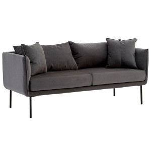 Kolding Grey Fabric and Black Metal 2 Seater Sofa Kolding Grey Fabric and Black Metal 2 Seater Sofa