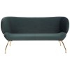 Kolding Green Fabric and Gold Finish Metal 2 Seat Winged Back Sofa