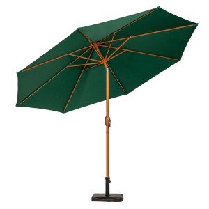 Royalcraft Garden Green 3m Woodlook Crank and Tilt Parasol