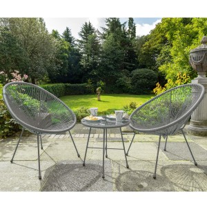 Royalcraft Metal Garden Furniture Monaco Grey Emerald Egg Chair Set