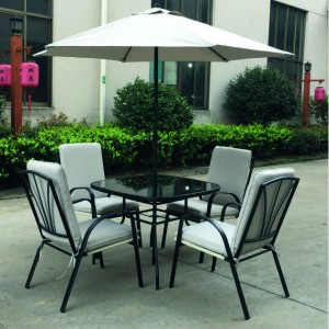 Royalcraft Metal Garden Furniture Amalfi Ivory 4 Seater Padded Square Dining Set