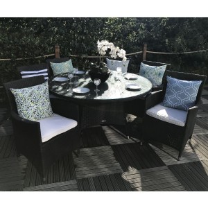Royalcraft Garden Furniture Cannes Black 6 Seater Round Dining Set